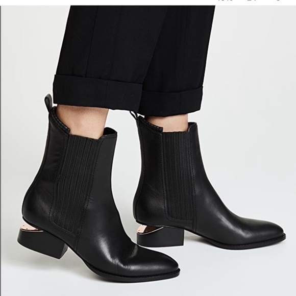 Alexander Wang Shoes - Black Alexander Wang Anouck Chelsea Boot Size 37.5 with Silver metal heel detail